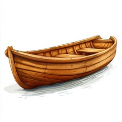 Wooden boat resting on water surface after a long fishing trip in a serene environment during the afternoon