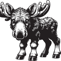 Moose Vector In Black and White