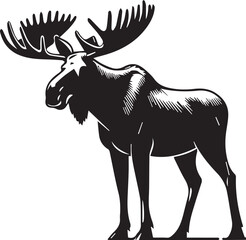 Moose Vector In Black and White