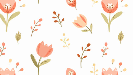 Fabric seamless design with simple flowers. Vector cute repeated ditsy pattern for fabric, wallpaper or wrap paper. Trendy seamless floral pattern