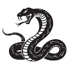Obraz premium High Quality Snake Silhouette Vector Collection Bold and Striking Reptile Illustrations for Tattoo Art, Branding Projects, T-Shirt Prints, Jungle Wildlife Themes and Horror or Tribal Design Concepts.