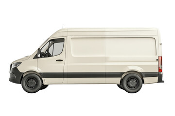 Naklejka premium White cargo van side profile view delivery vehicle transportation business isolated on a transparent background