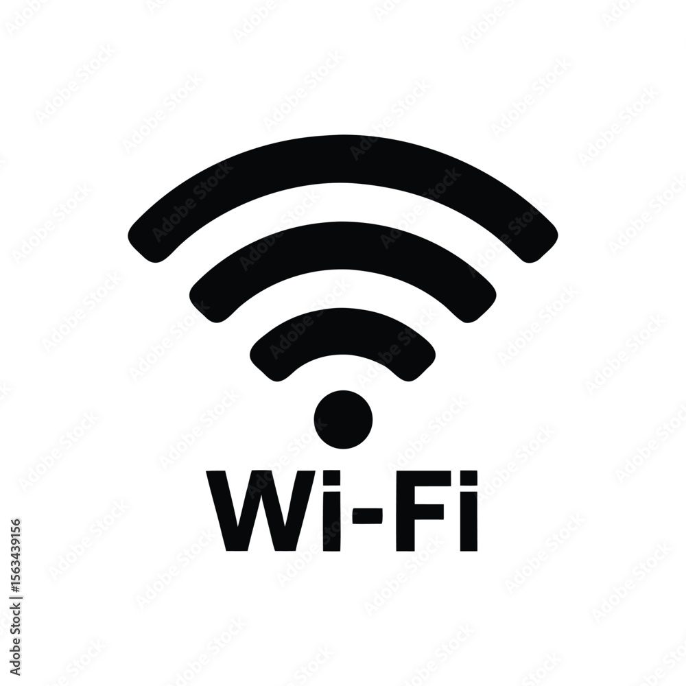 Wall mural simple black and white wi-fi symbol clean design wireless connectivity icon for devices internet acc