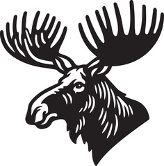 Moose Vector In Black and White