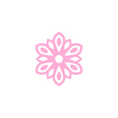 Pink Floral Design with Symmetrical Petals and Central Circle.