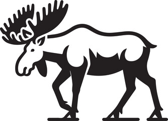 Moose Vector In Black and White