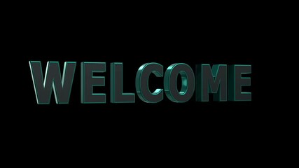 Futuristic Welcome Text – 3D Glowing Green Typography on Black background