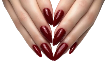 Sierkussen Nagelstudio Stunning Red Nail Art Long Pointed Nails Manicure isolated on a transparent background  © AI Clips