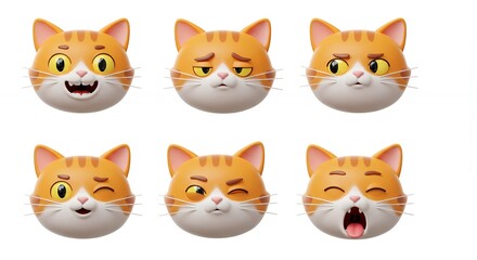 Orange tabby cat faces showing emotions
