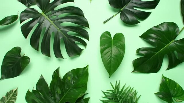 green leaves on a green background