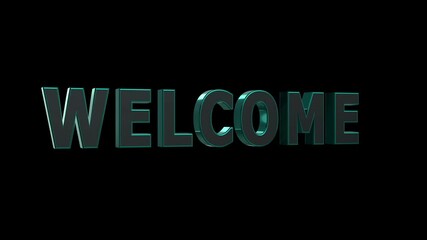 Futuristic Welcome Text – 3D Glowing Green Typography on Black background