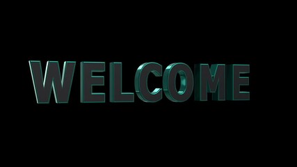 Futuristic Welcome Text – 3D Glowing Green Typography on Black background