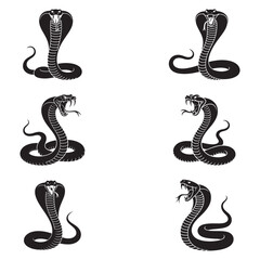 Fototapeta premium High Quality Snake Silhouette Vector Collection Bold and Striking Reptile Illustrations for Tattoo Art, Branding Projects, T-Shirt Prints, Jungle Wildlife Themes and Horror or Tribal Design Concepts.