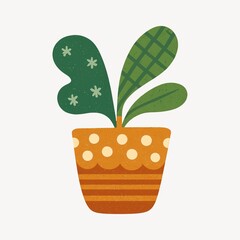 Whimsical potted plant illustration.