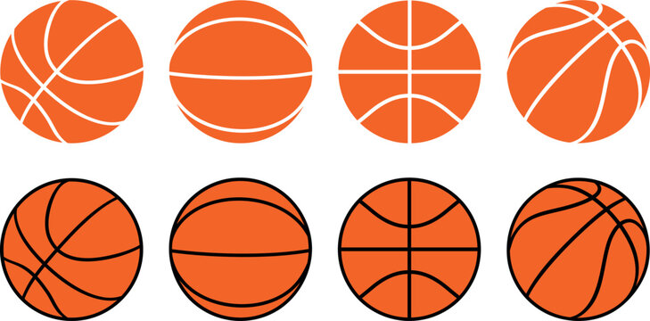 Basketball ball set. Isolated basketball ball on white background