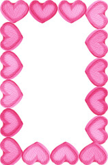 Gorgeous Rose Pink Heart Shaped Marshmallow Candies Frame on Transparent Background, PNG File