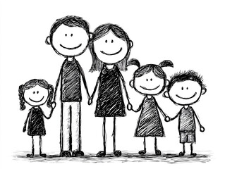 Dessin de famille au crayon