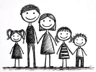 Dessin de famille au crayon