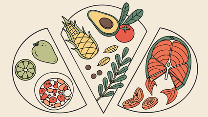Set of Various Foods Isolated on White Background Vector Illustration