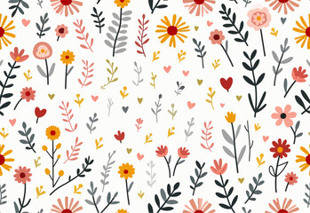 Seamless pattern. Realistic isolated flowers. Vintage background