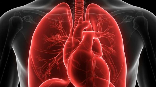 Human Heart and Lungs Anatomy Illustration for Medical Education