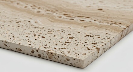 Beige Travertine Tile Texture Close-Up View of Natural Stone