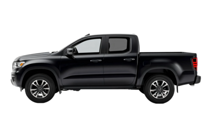 Black pickup truck isolated on transparent background