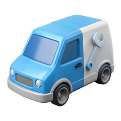 3d service van with wrench icon isolated on transparent background