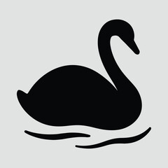 Silhouette of an elegant swan swimming peacefully on the water vector illustration