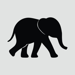 Silhouette of an elephant walking isolated animal wild vector illustration