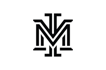 A stylized monogram logo featuring interlocking letters in black on white
