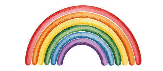 Obraz premium Watercolor rainbow illustration, colorful, vibrant, cheerful, kids art, simple, design, weather, hope, optimism
