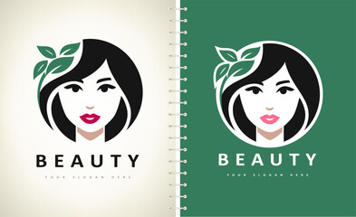 Woman face and hair logo. Beauty saloon design