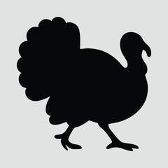 Silhouette of walking turkey bird domestic fowl vector illustration