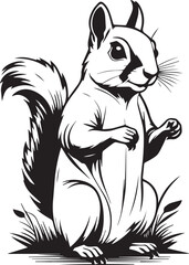 Obraz premium Print Squirrel Standing in Grass Silhouette