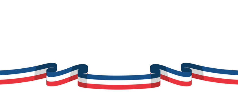 French tricolor ribbon, patriotic decoration, blue white red banner, French holiday