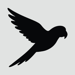 Silhouette parrot flying with wings spread vector illustration