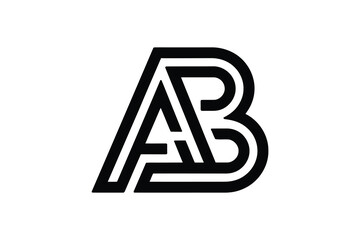 A black and white logo featuring the letters a and b in a modern style