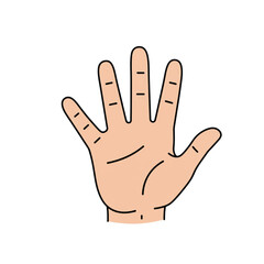 An open hand graphic with five fingers, designed for scalable usage in logos, signs, and other artwork requiring a symbol of human connection.