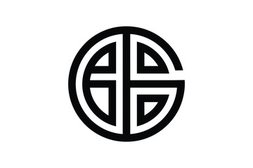 A black and white graphic design of an abstract circular geometric shape