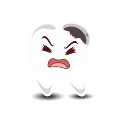 white teeth that have holes with an expression of pain