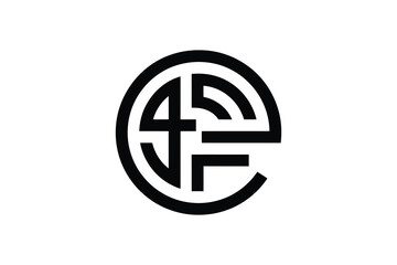 A black and white abstract circular design with geometric shapes inside