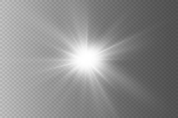 Star light effect.White light explodes into a transparent explosion.Bright star.Transparent shine, bright flash.