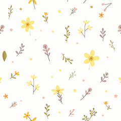 Multicolored floral seamless pattern on white background