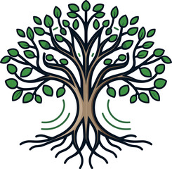 Obraz premium Stylized Tree of Life Illustration with Branches and Roots