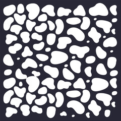 Seamless pattern with abstract black geometric and organic shapes. Vector flat background. Psychedelic silhouette forms