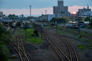 北海道釧路市の夏の夜の美しい風景