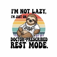 Doctor-Prescribed Rest Mode Sloth with Sunset Background