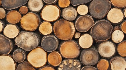 Stacked wood logs, natural wood texture, background, home decor, rustic