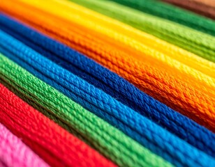 Rainbow Fiber Threads Close-Up